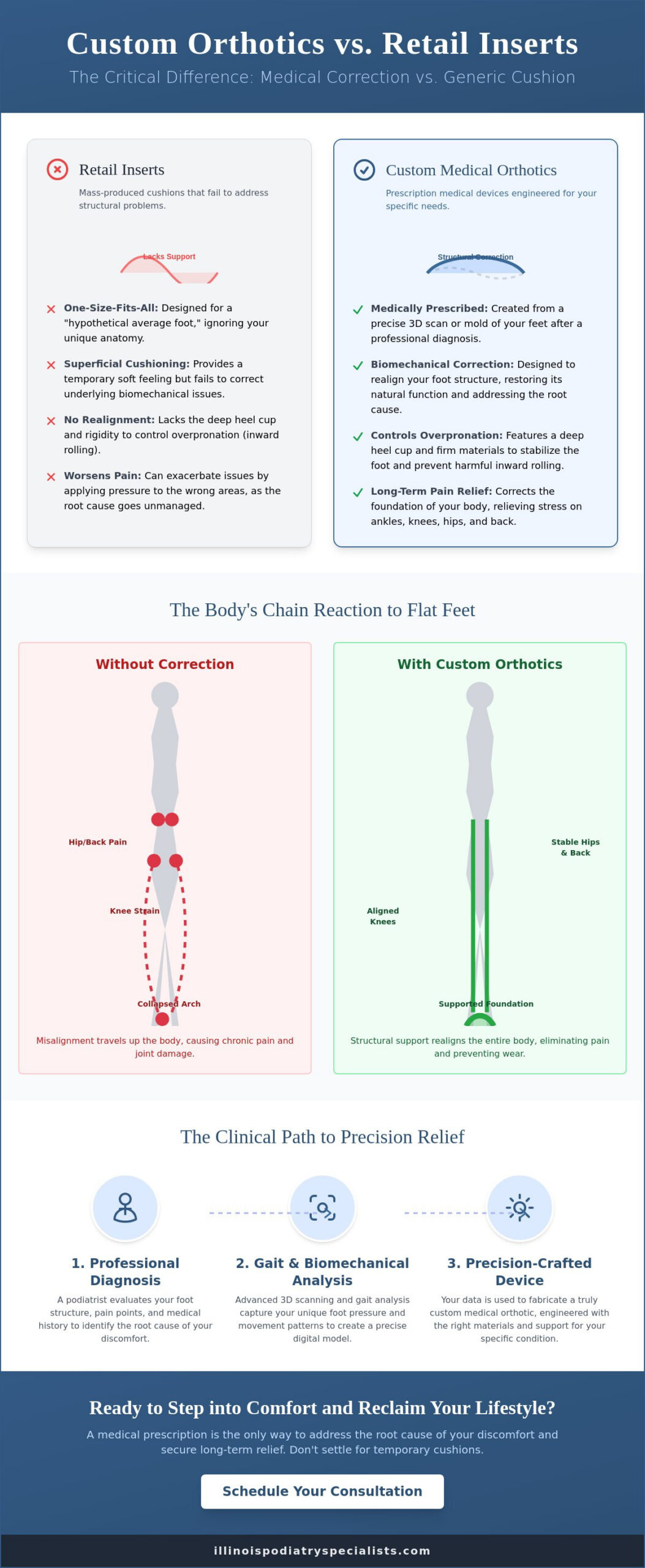 Custom Orthotics for Flat Feet in Oak Brook: The 2026 Clinical Guide to Lasting Relief